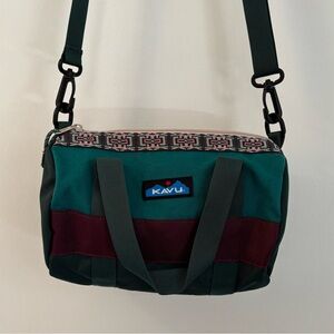 KAVU Green and Maroon Crossbody Duffel Bag